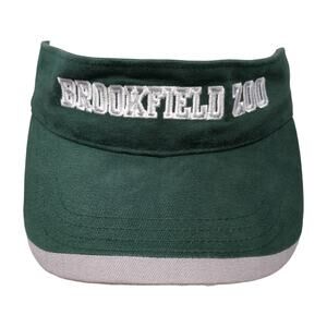Brookfield Zoo Strapback Sun Visor Cap Green OS Adjustable Embroidered Perrin